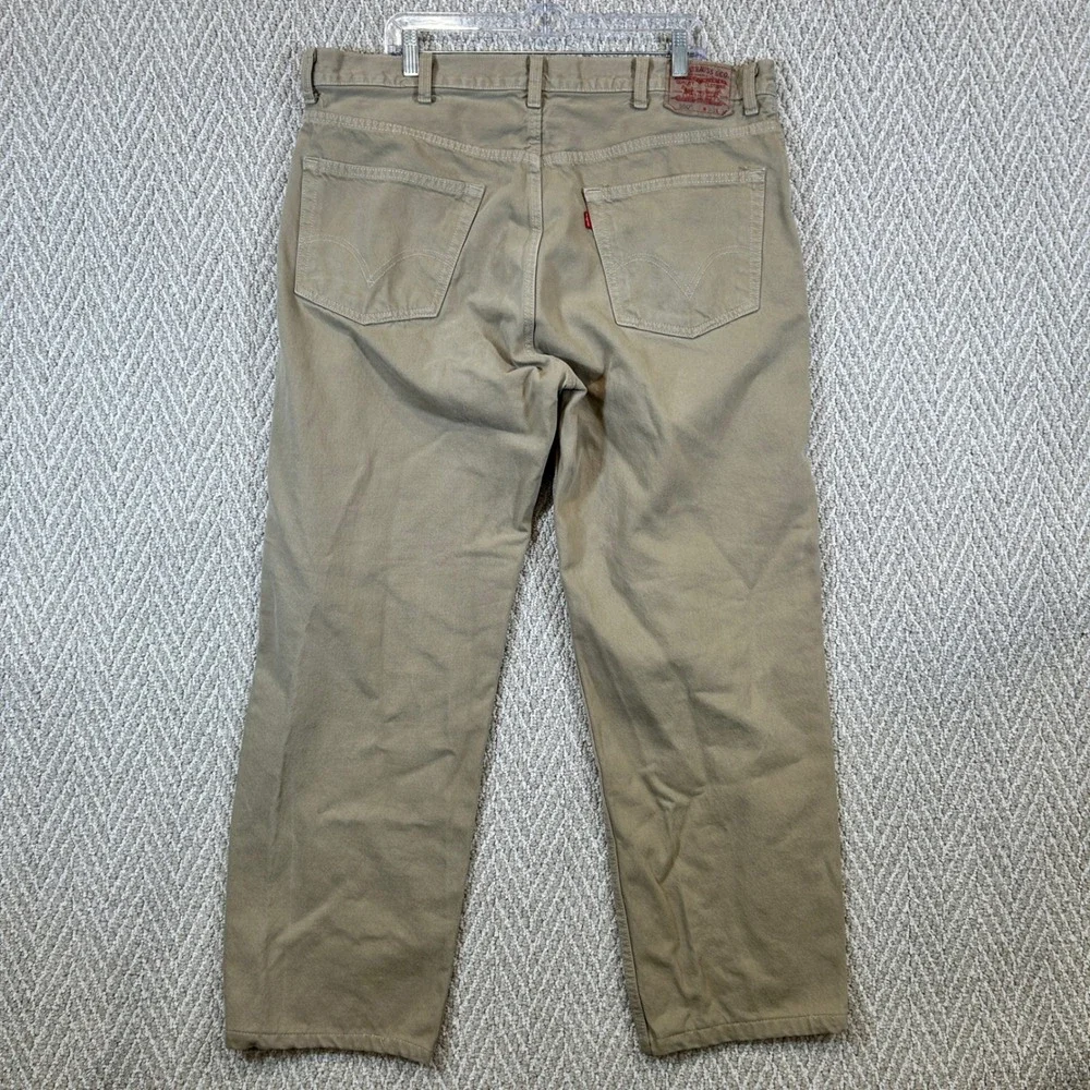 Y2K Vtg Levis Jeans Mens 40x32 550 Relaxed Fit Khaki Denim Pants Cotton Tapered